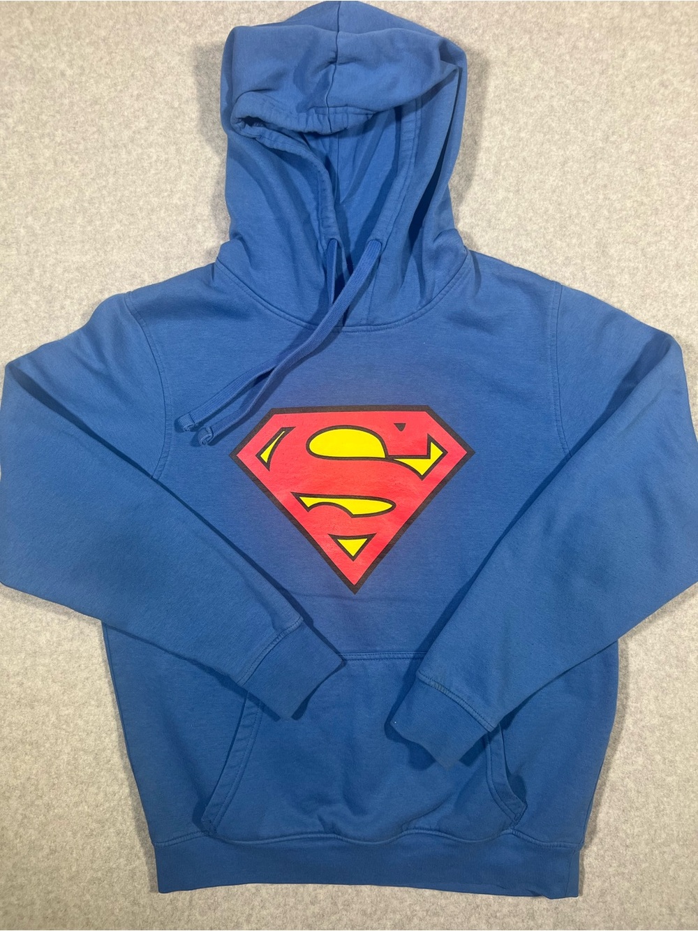 DC Blue Crewneck Hoodie with Red and Yellow Superman Shield